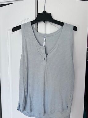 Women's Light Blue Sleeveless Henley Tank Top